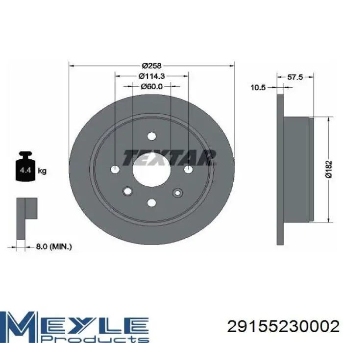 Disco de freno trasero Chevrolet Aveo 2 T250, T255