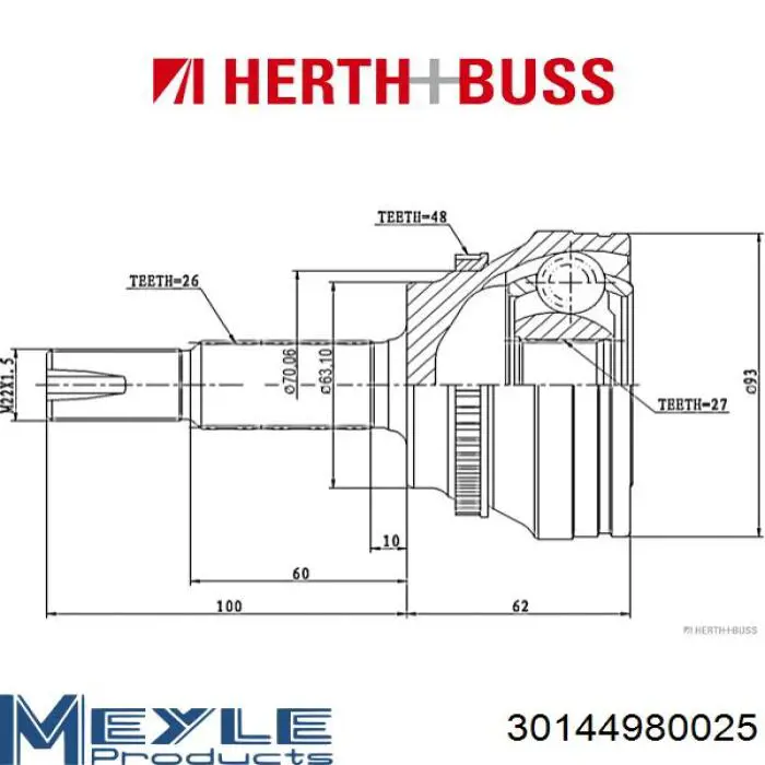 N2822183 Nipparts junta homocinética exterior delantera