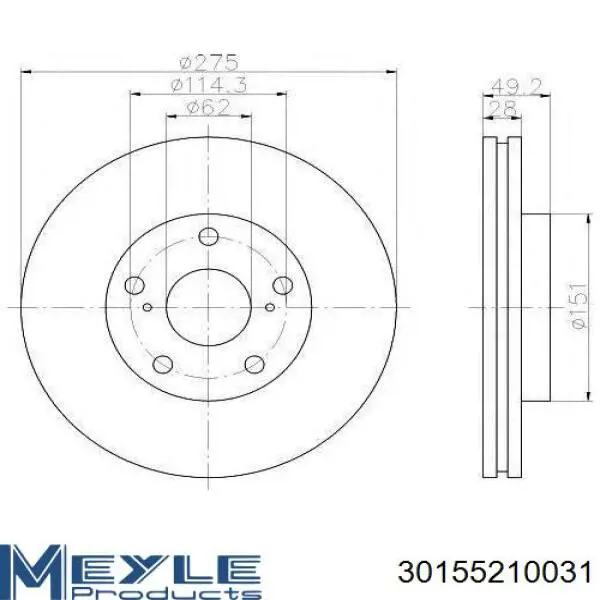 Disco de freno DI275C Japan Parts