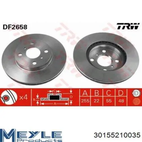 Disco de freno delantero Japan Parts DI250