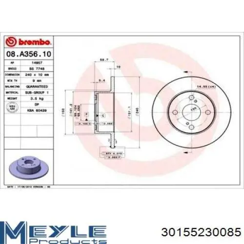 Disco de freno trasero Optimal BS7982C precio, desde 24,20 EUR