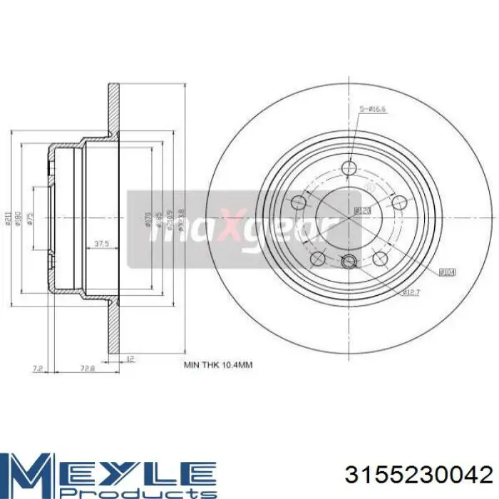 6281393 Villar disco de freno trasero