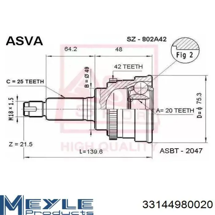 Junta homocinética exterior delantera Suzuki 4410255G01 precio, desde 33,91 EUR