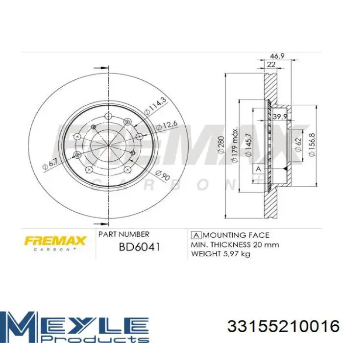 Disco de freno CD7620V Bremsi