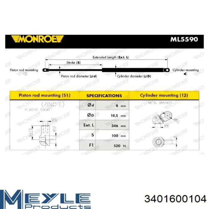 Amortiguador maletero GSR619000 Open Parts