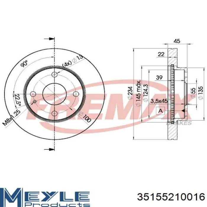 Freno de disco delantero Mazda 323 BG