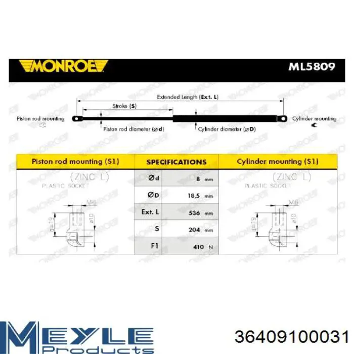 90450EQ30B Nissan amortiguador maletero