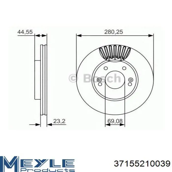 Disco de freno delantero Jurid/Bendix BDS1394
