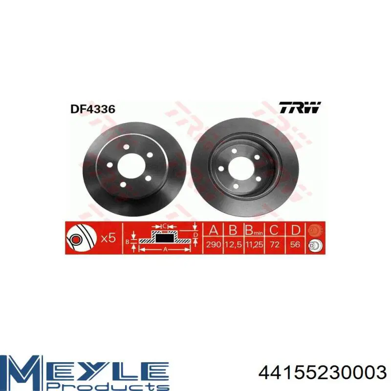 52128411AB Chrysler Freno de disco trasero