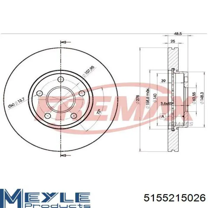 Comprar 5155215026 Meyle Freno de disco delantero