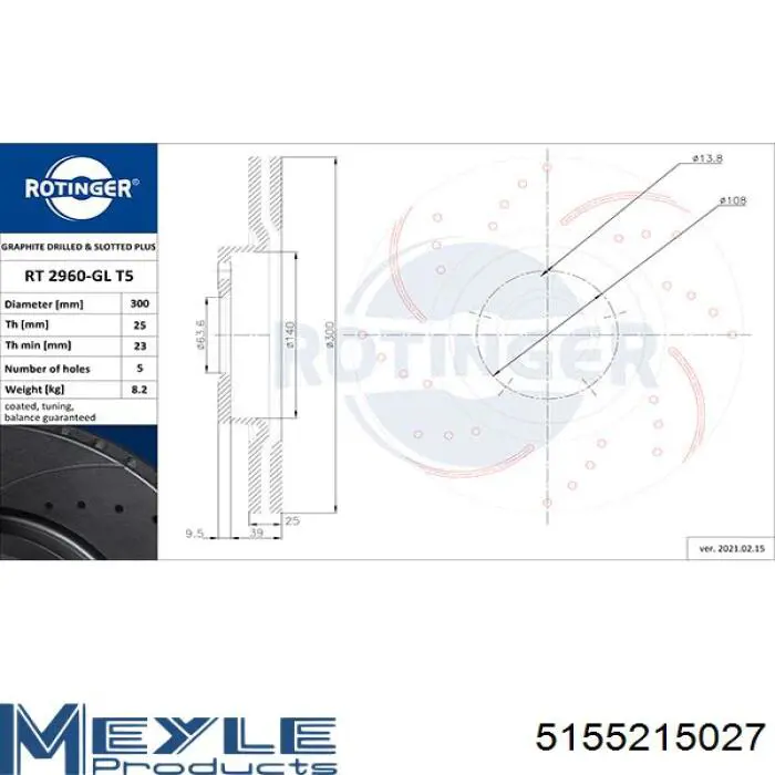 Freno de disco delantero Volvo V40 525, 526