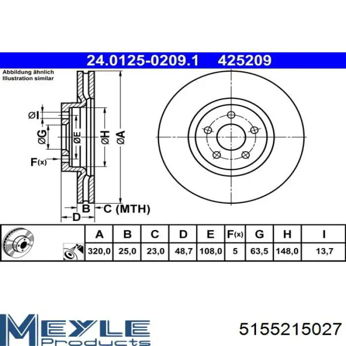 Freno de disco delantero Volvo V40 525, 526