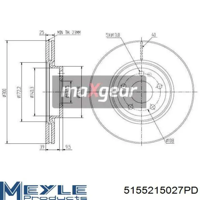 Freno de disco delantero Volvo V40 525, 526