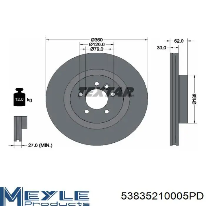 Disco de freno LR025946 Land Rover