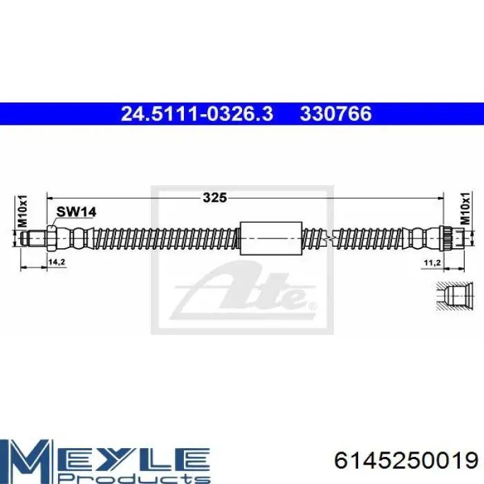 Latiguillos de freno delantero 4417852 Opel