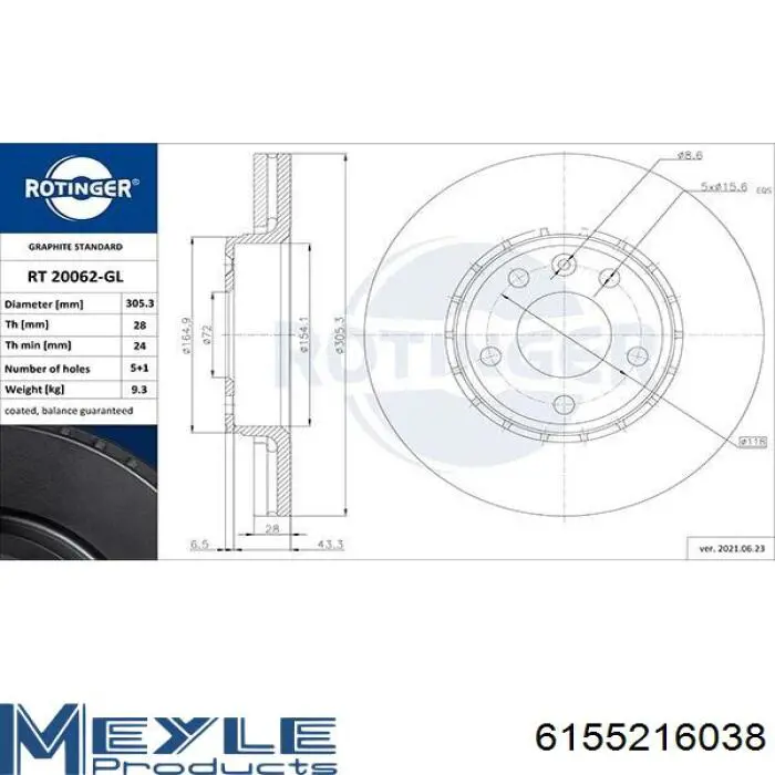 Freno de disco delantero Renault Trafic 2 FL