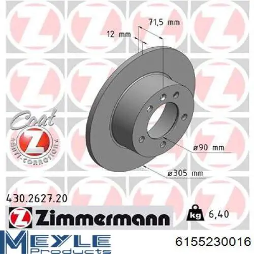 Disco de freno trasero Meyle 6155230016 precio, desde 46,04 EUR