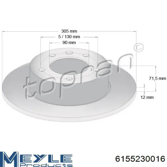 Comprar 6155230016 Meyle Disco de freno trasero