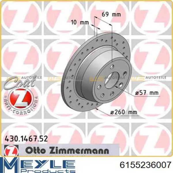 Disco de freno trasero 569119 Opel