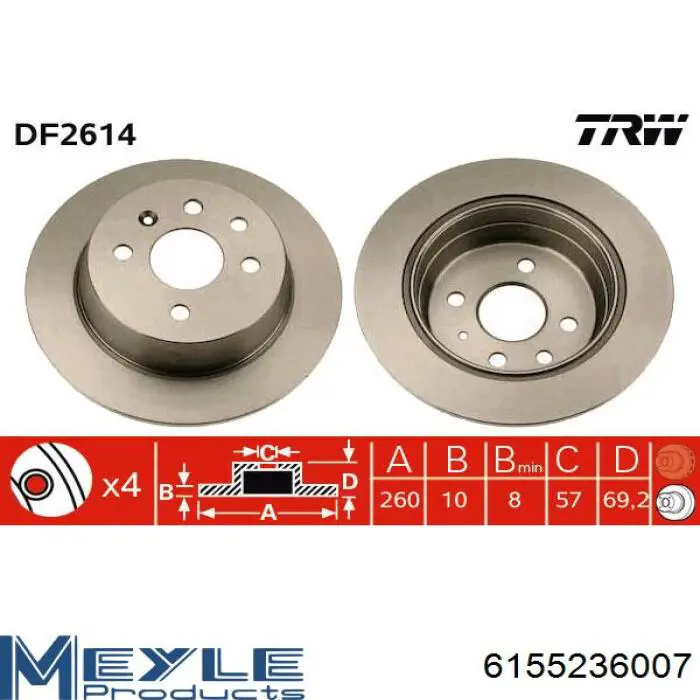 Disco de freno trasero Opel 569119 precio, desde 36,15 EUR