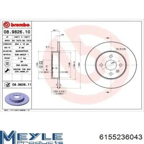 Disco de freno trasero 9072162 FTE