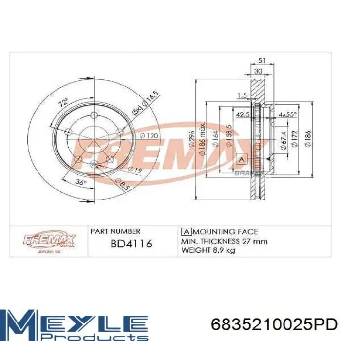 Disco de freno delantero General Motors 23118529