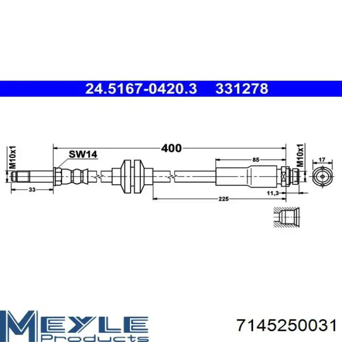 Tubo flexible de frenos delantero Maxgear 520210