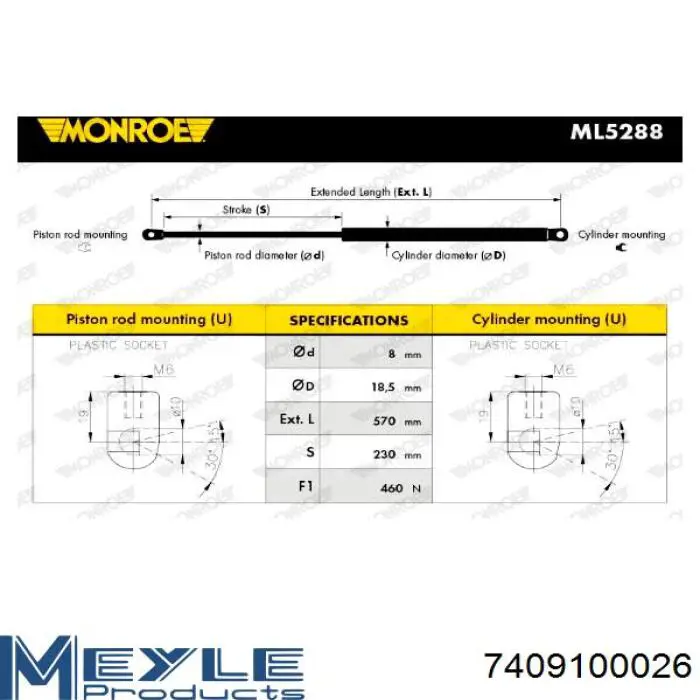 Comprar 3M51R406A10AC Ford Amortiguador de puerta trasera