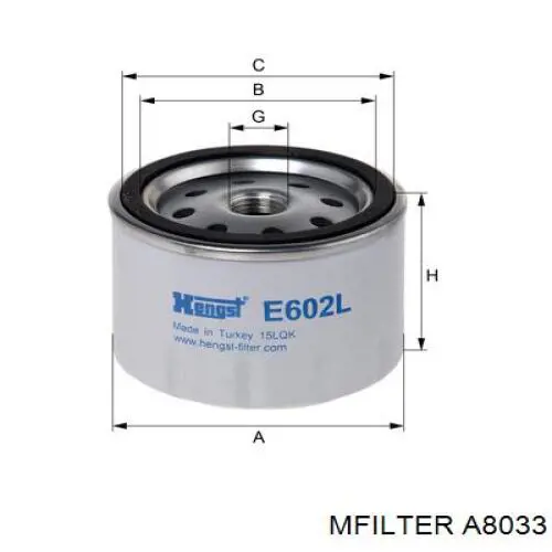 A 8033 Mfilter filtro de aire comprimido de turbocompresor