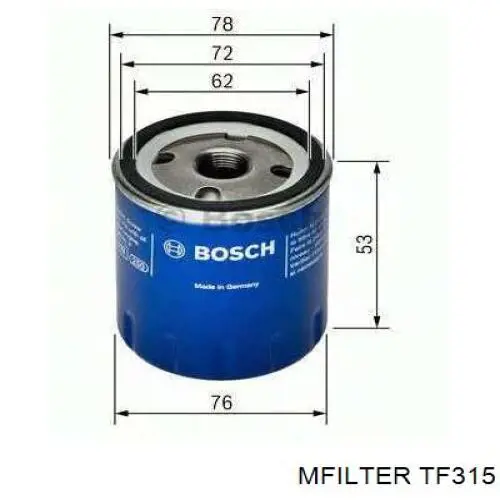 TF315 Mfilter filtro de aceite