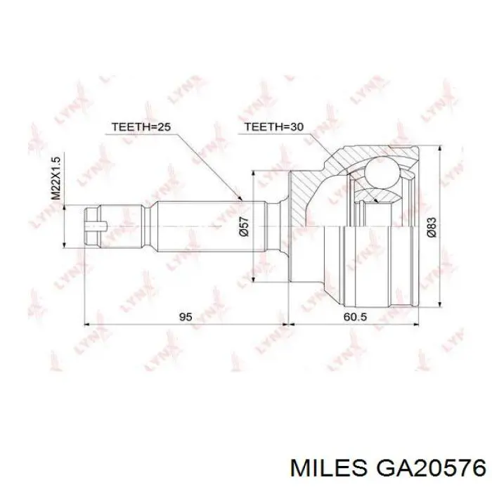 GA20576 Miles junta homocinética exterior delantera