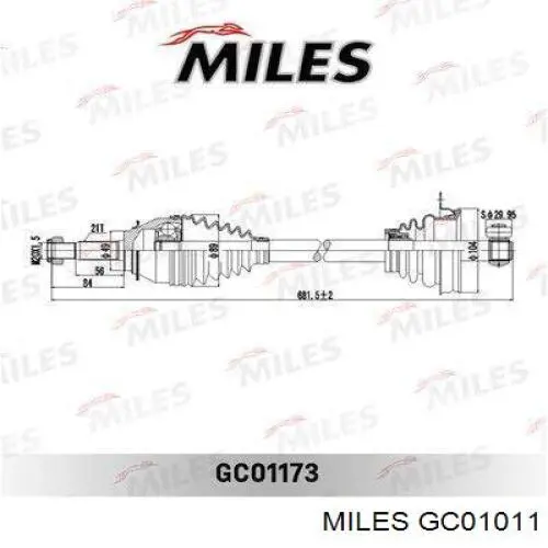 GC01011 Miles árbol de transmisión delantero izquierdo