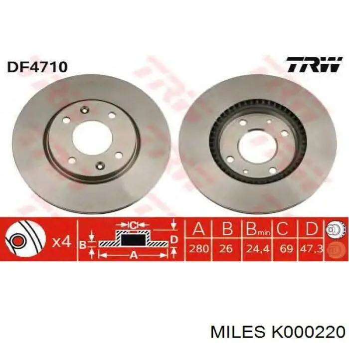 K000220 Miles freno de disco delantero