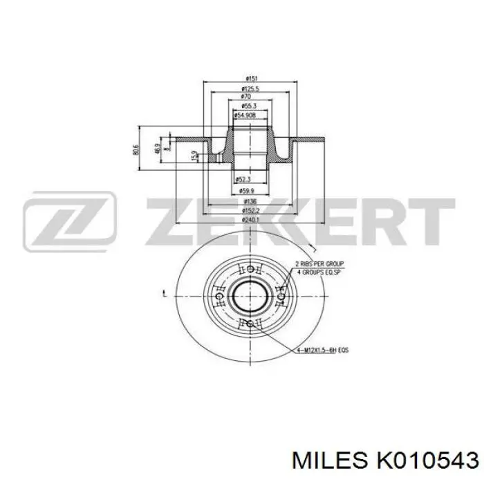 Disco de freno trasero Alfa Romeo 33 905