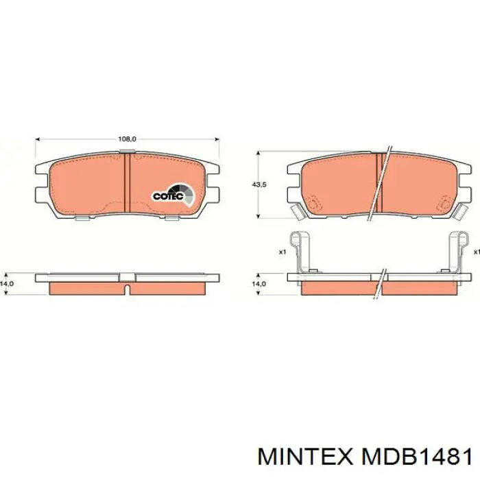 MDB1481 Mintex pastillas de freno traseras