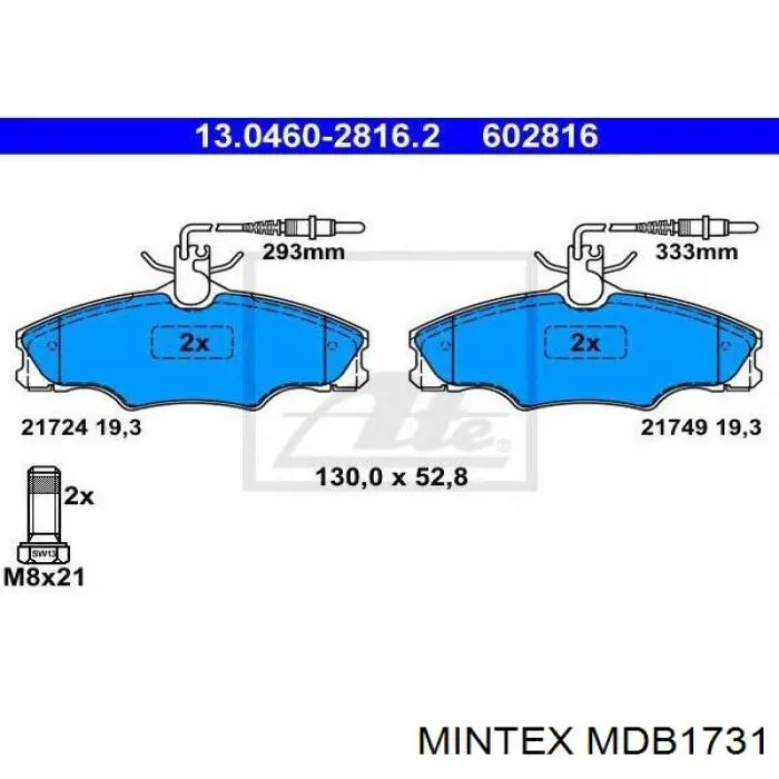 MDB1731 Mintex pastillas de freno delanteras