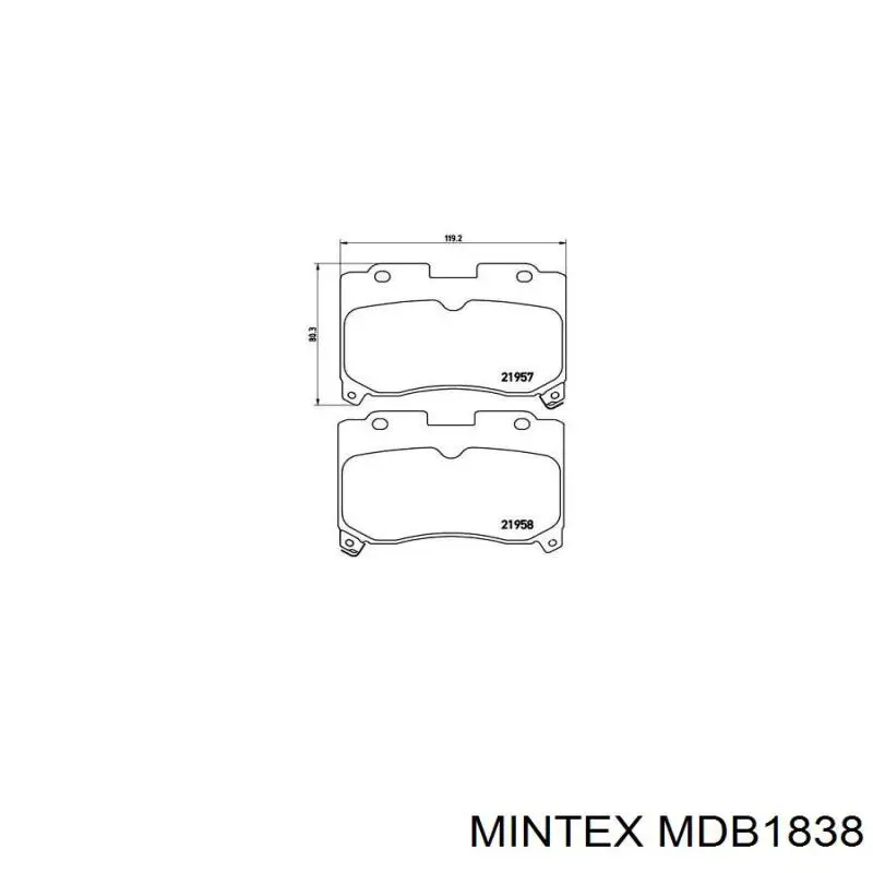 MDB1838 Mintex pastillas de freno delanteras