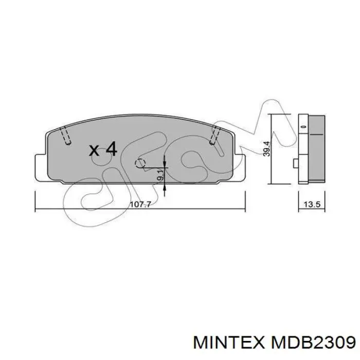 MDB2309 Mintex pastillas de freno traseras