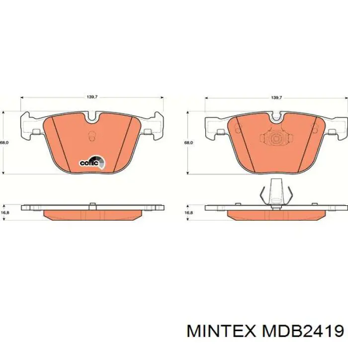 MDB2419 Mintex pastillas de freno delanteras