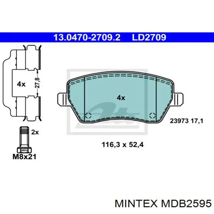 MDB2595 Mintex pastillas de freno delanteras