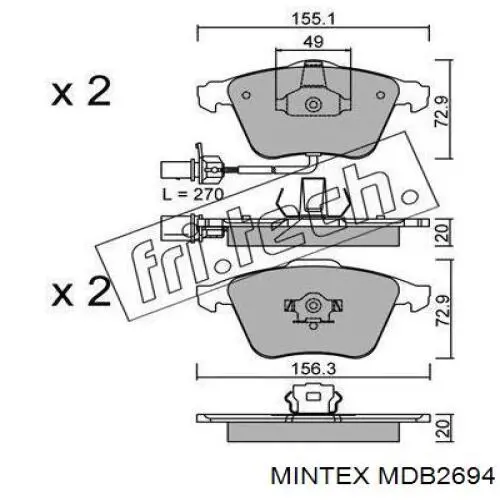 MDB2694 Mintex pastillas de freno delanteras