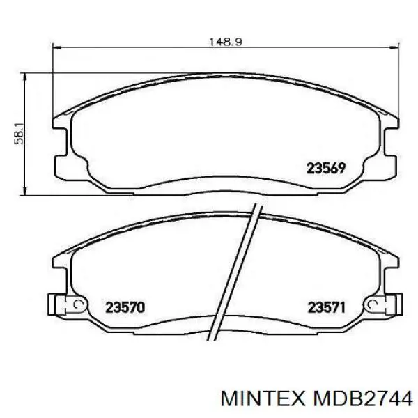 MDB2744 Mintex pastillas de freno delanteras