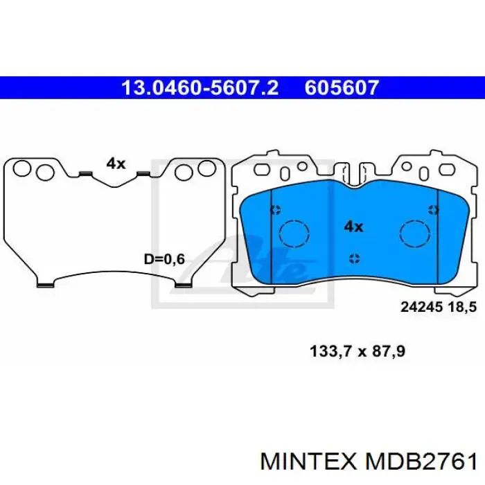 MDB2761 Mintex pastillas de freno delanteras