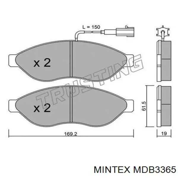 MDB3365 Mintex pastillas de freno delanteras