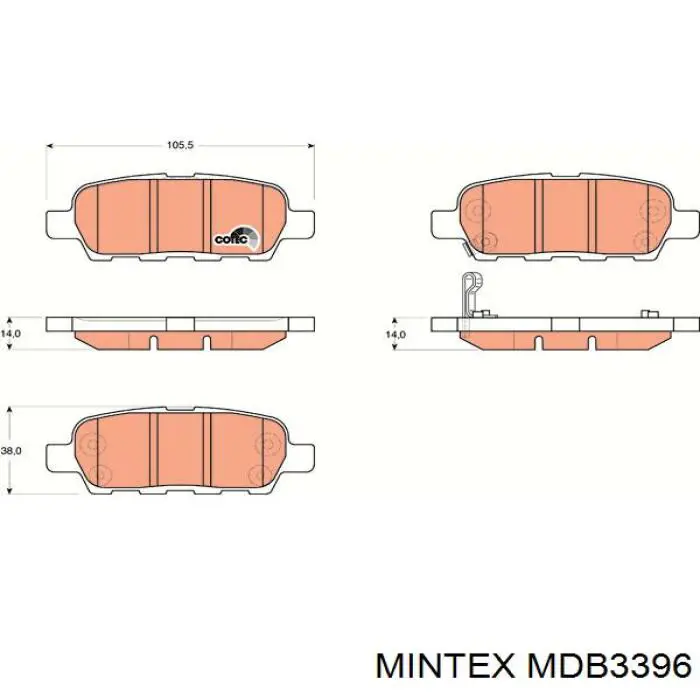 MDB3396 Mintex pastillas de freno traseras