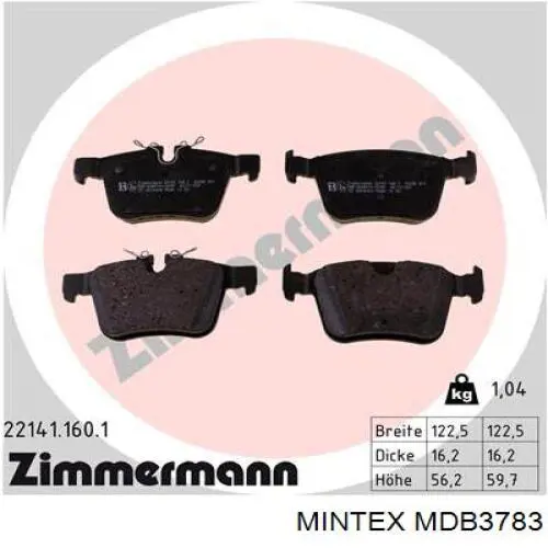 Pastillas de freno traseras BPA151645 Open Parts