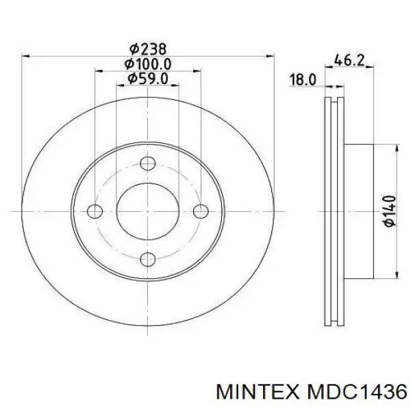 MDC1436 Mintex disco de freno trasero