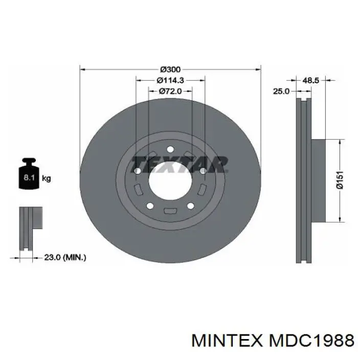 MDC1988 Mintex freno de disco delantero