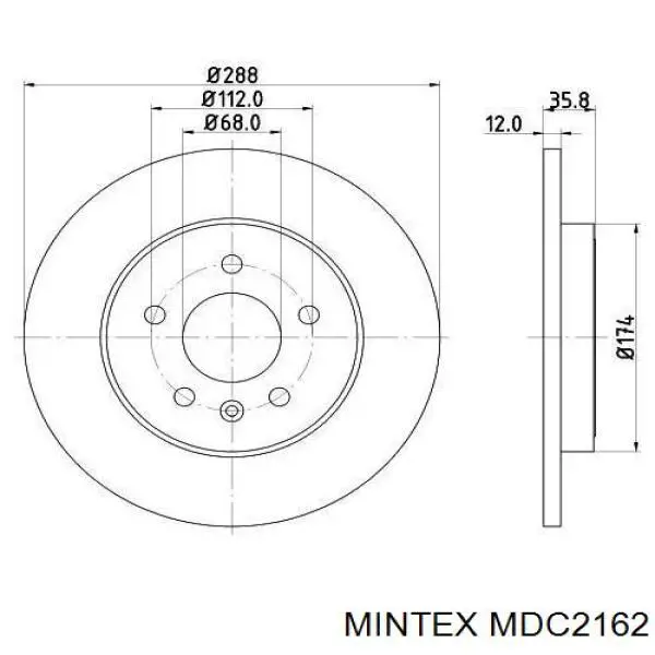 MDC2162 Mintex disco de freno trasero