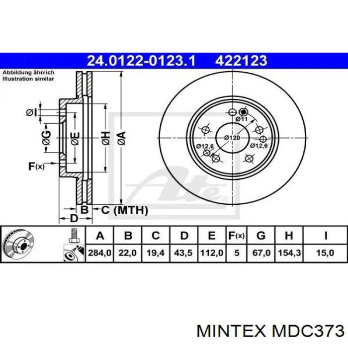 MDC373 Mintex freno de disco delantero